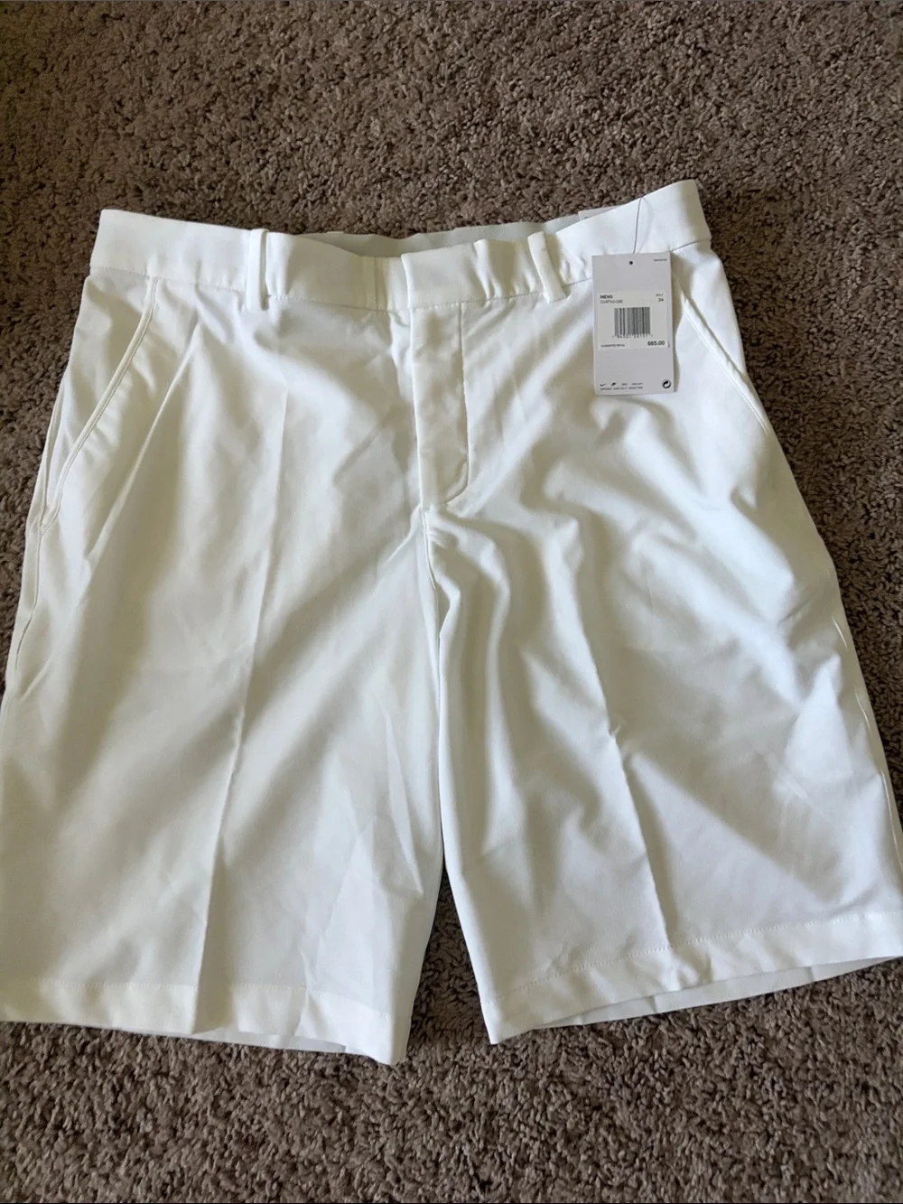 Nike Men's White Flat Front Performance Shorts